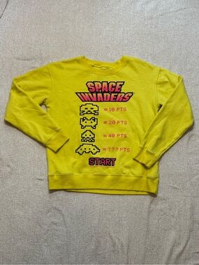 Forever 21 Space Invaders Neon Y2K Gamer Retro Pixel Crew Sweatshirt S